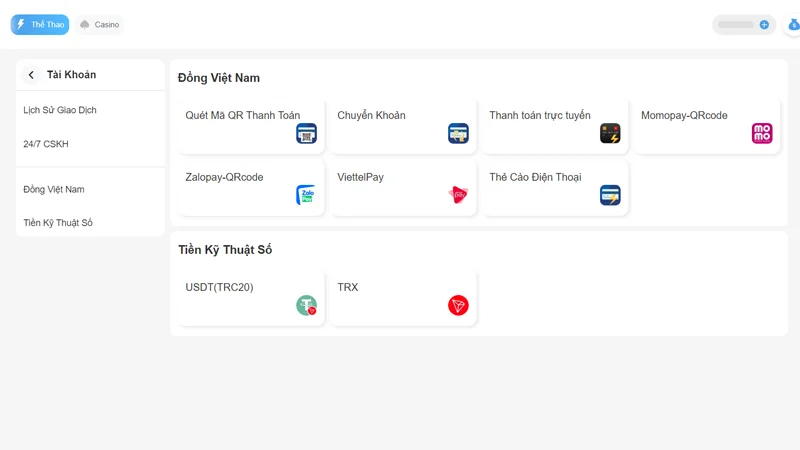 Nạp tiền theo hướng dẫn 8xbet